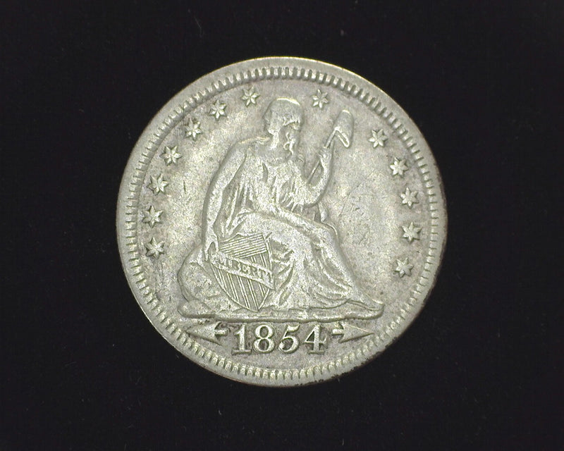 1854 Arrows Liberty Seated Quarter VF - US Coin