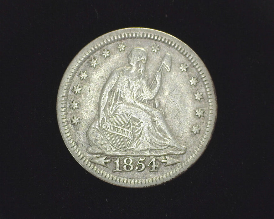 1854 Arrows Liberty Seated Quarter VF - US Coin