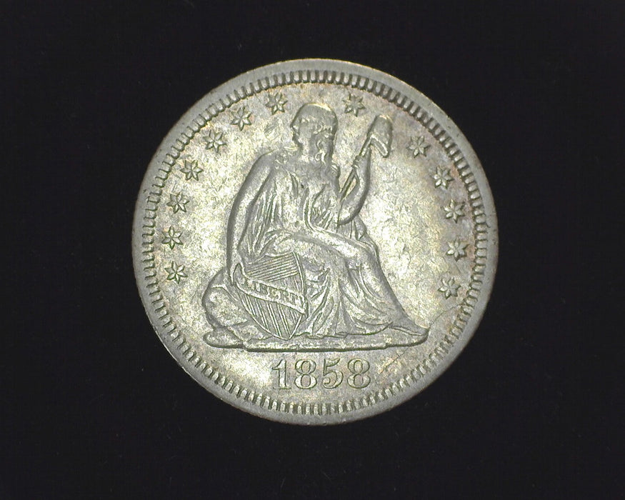 1858 Liberty Seated Quarter XF - US Coin