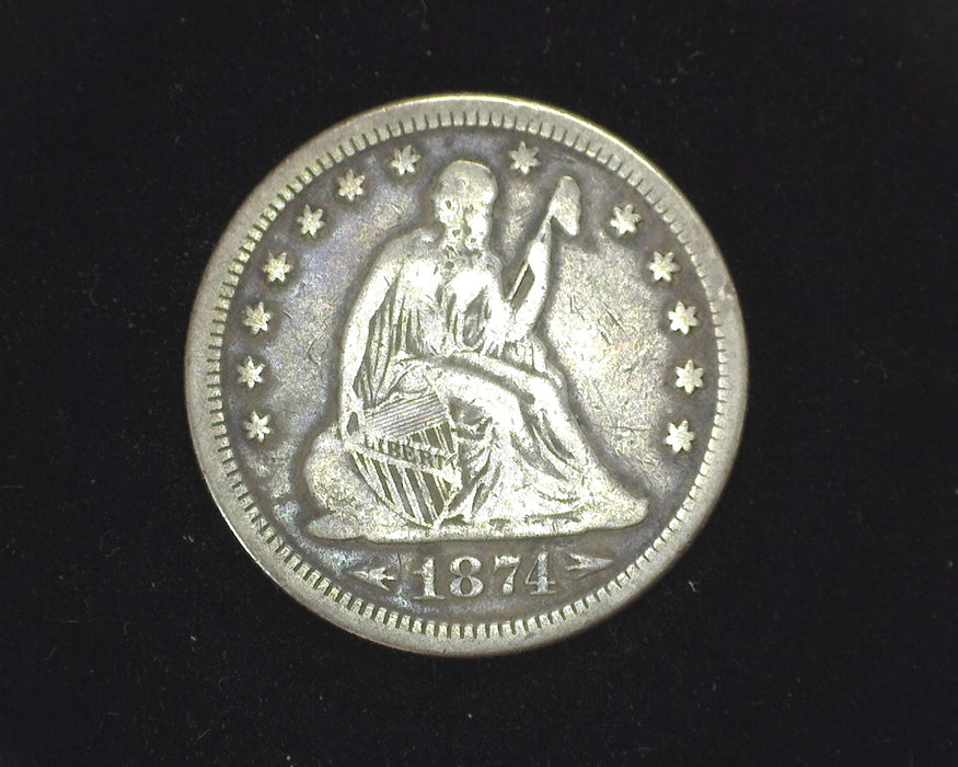 1874 Arrows Liberty Seated Quarter F - US Coin