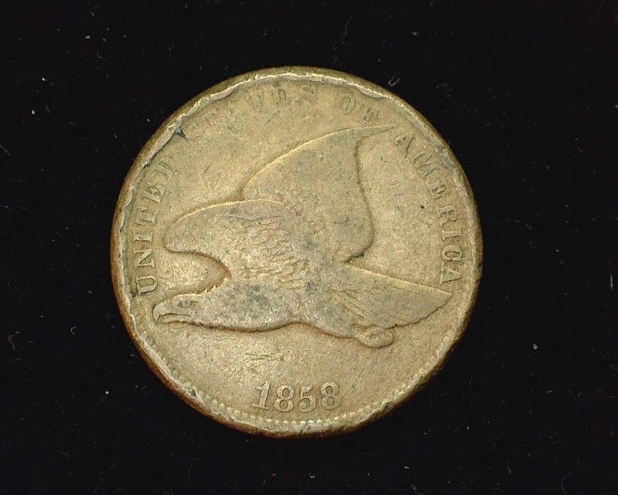 1858 Flying Eagle Penny/Cent F Small letters, rim damage. - US Coin