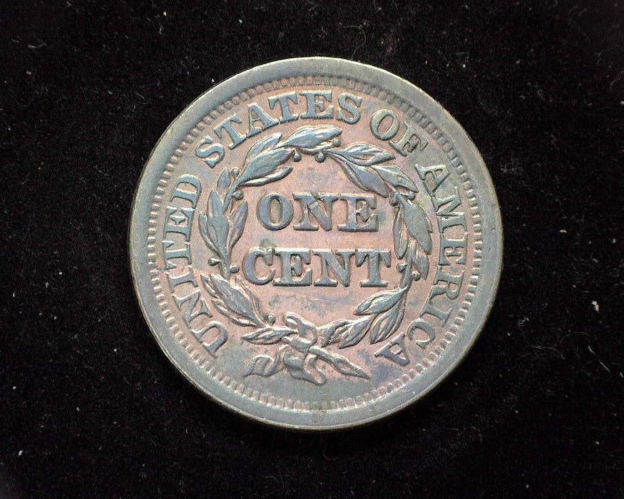 1852 Large Cent Braided Hair Cent AU Some red - US Coin