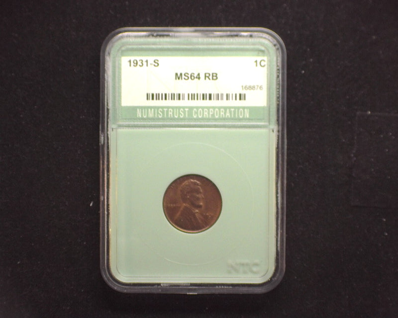 1931 S Lincoln Wheat Penny/Cent NTC MS64 RB - US Coin