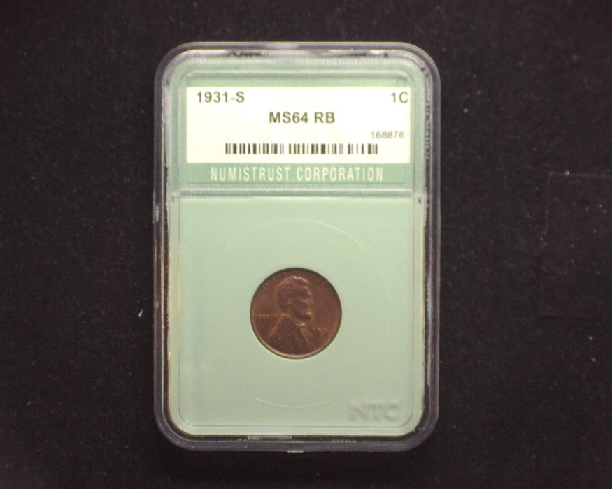 1931 S Lincoln Wheat Penny/Cent NTC MS64 RB - US Coin