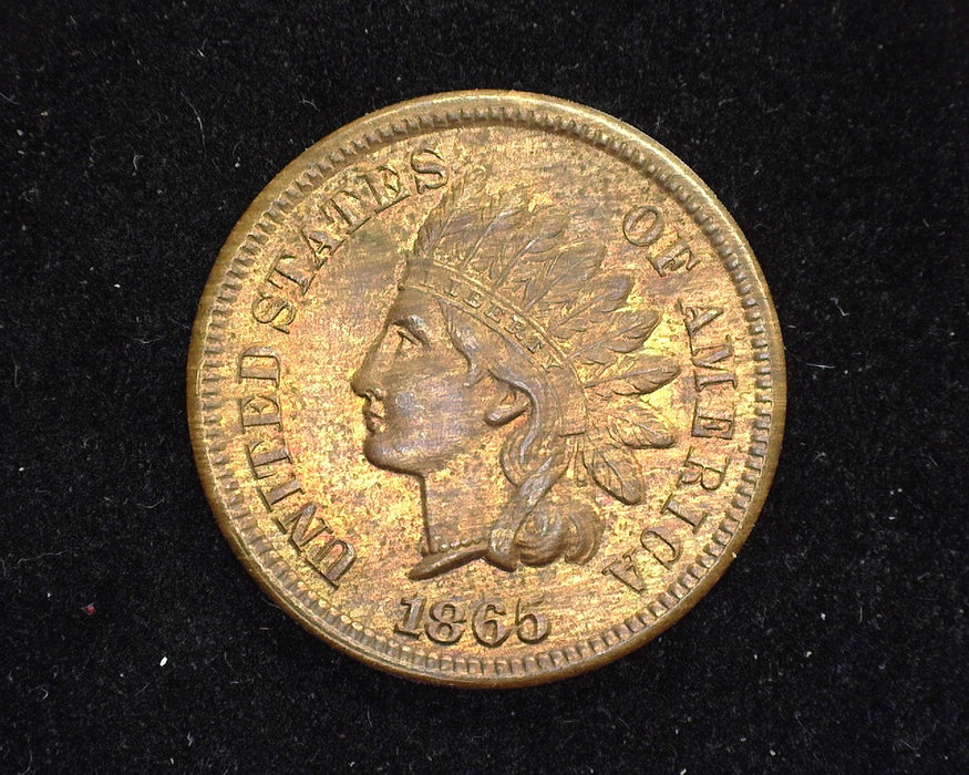 1865 Indian Head Penny/Cent BU-63 R&B Mostly Red - US Coin
