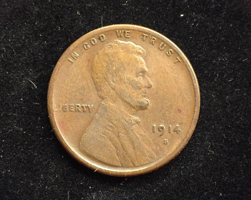 1914 S Lincoln Wheat Penny/Cent F - US Coin