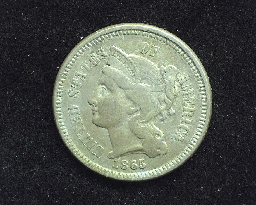1865 Three Cent Nickel F - US Coin