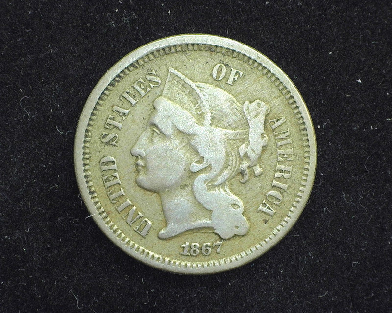 1867 Three Cent Nickel F - US Coin