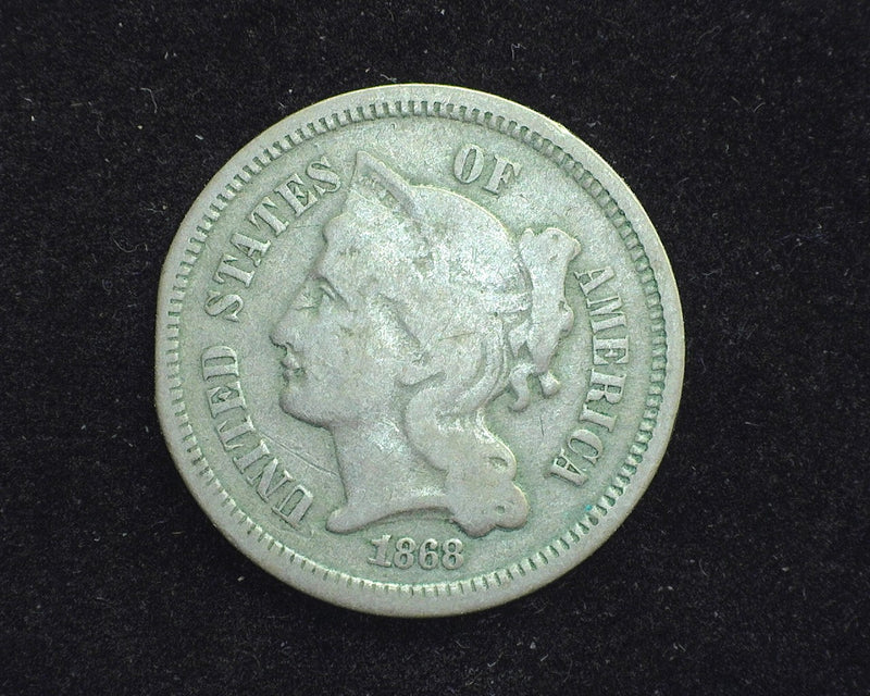 1868 Three Cent Nickel VG - US Coin