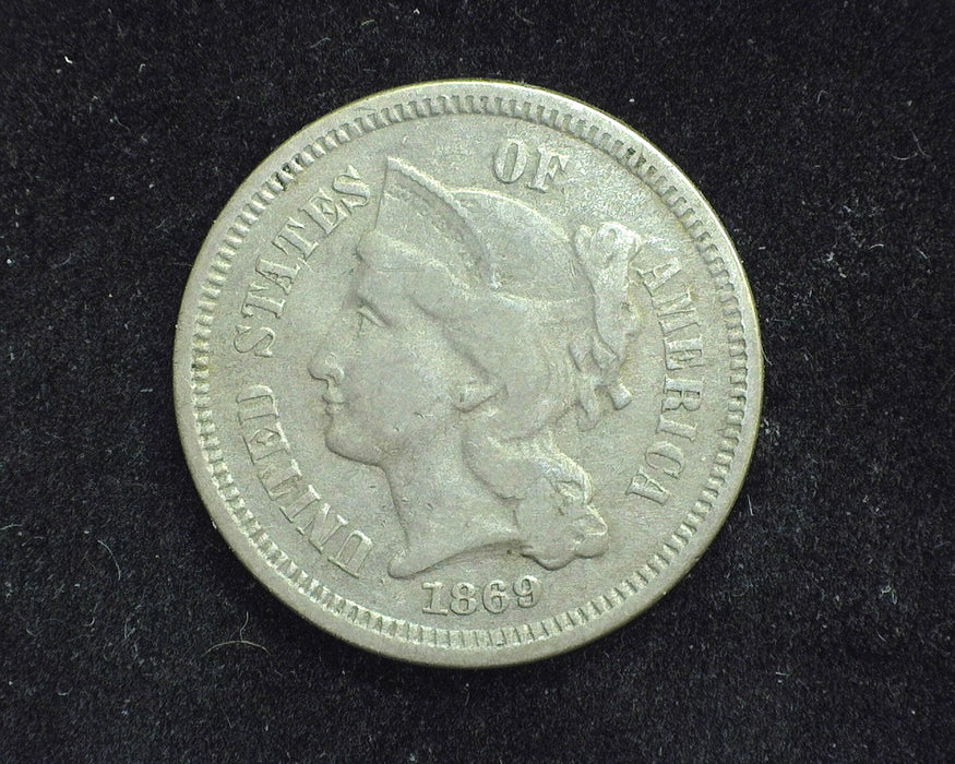 1869 Three Cent Nickel VF - US Coin
