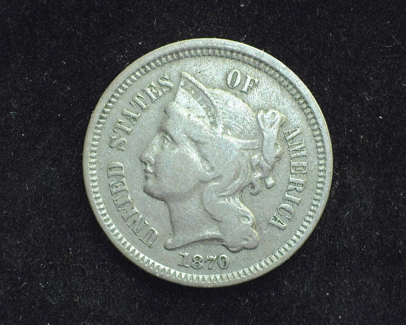 1870 Three Cent Nickel VG - US Coin
