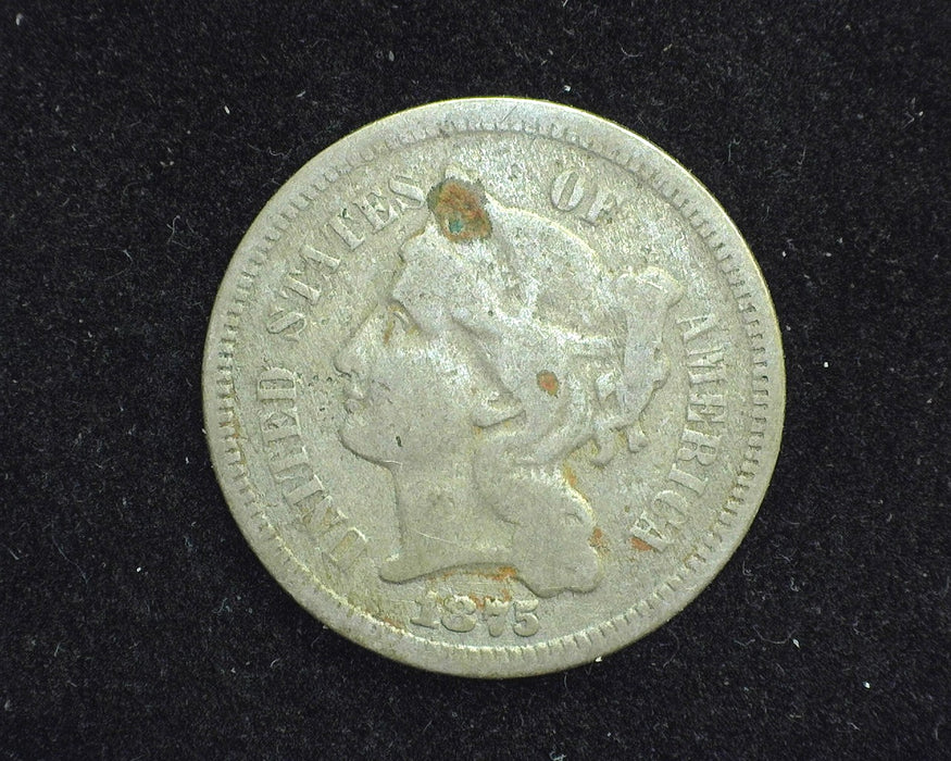 1875 Three Cent Nickel VG Spot - US Coin