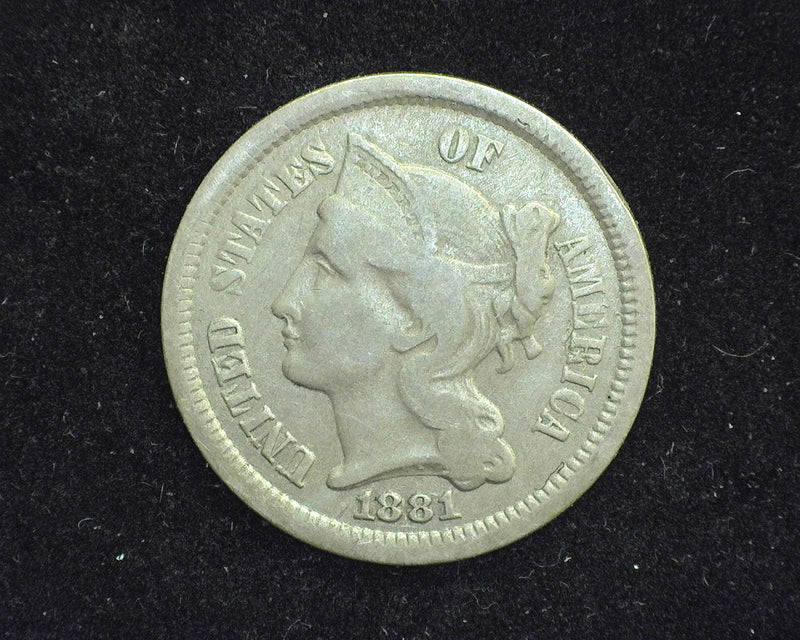 1881 Three Cent Nickel F - US Coin