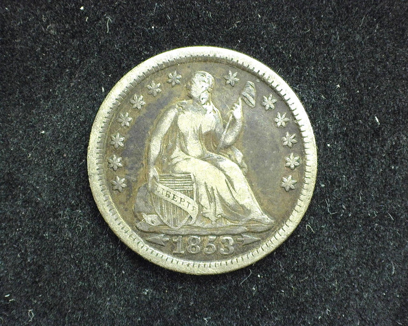 1853 Arrows Liberty Seated Half Dime F - US Coin