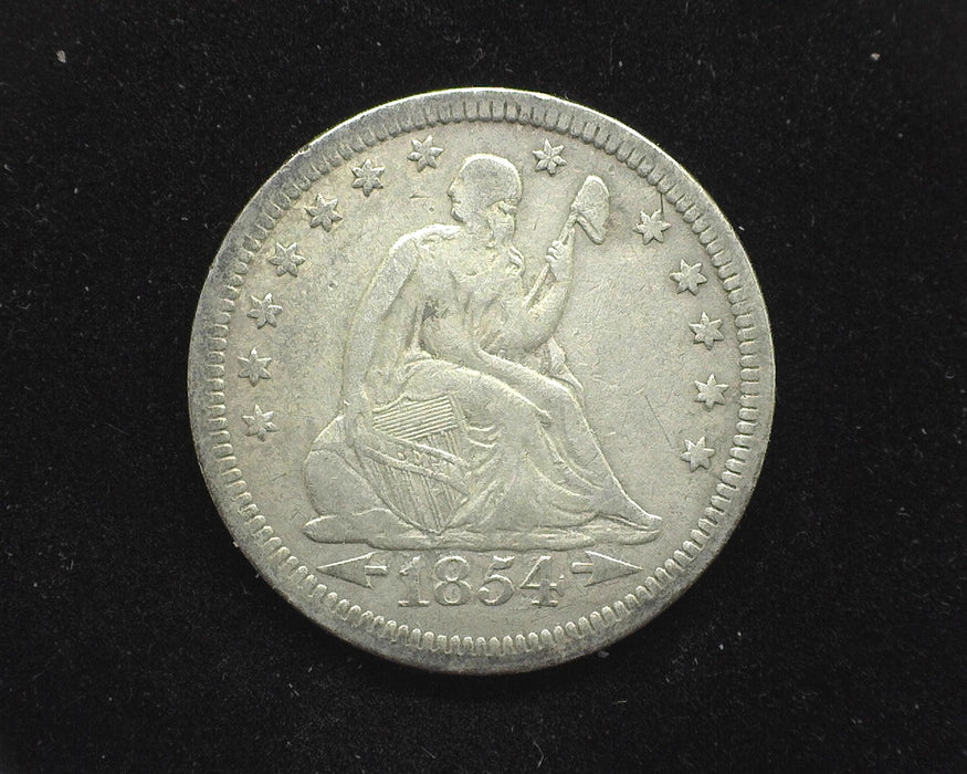 1854 Arrows Liberty Seated Quarter F/VF - US Coin