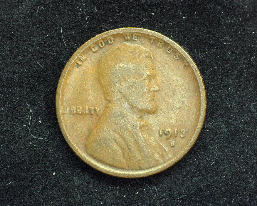 1913 S Lincoln Wheat Penny/Cent F - US Coin