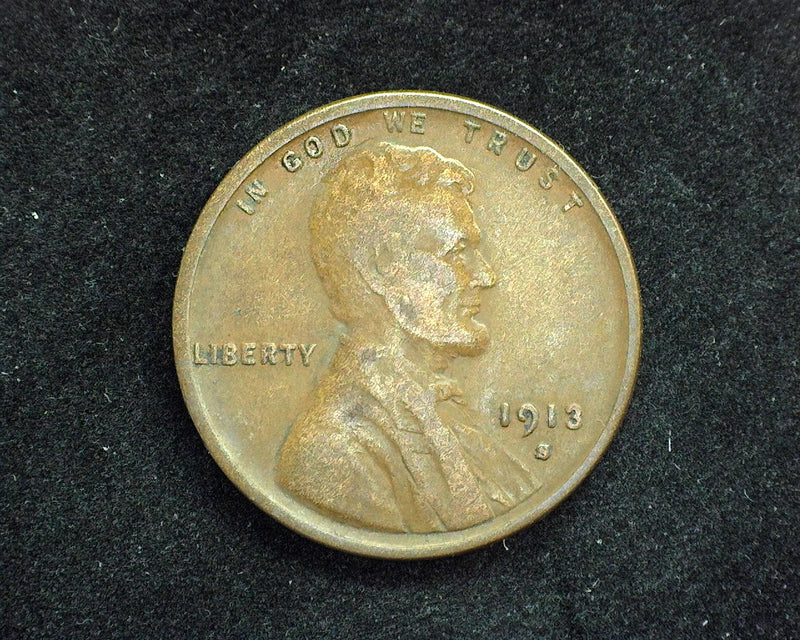 1913 S Lincoln Wheat Penny/Cent F - US Coin