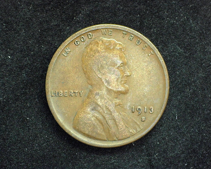 1913 S Lincoln Wheat Penny/Cent F - US Coin