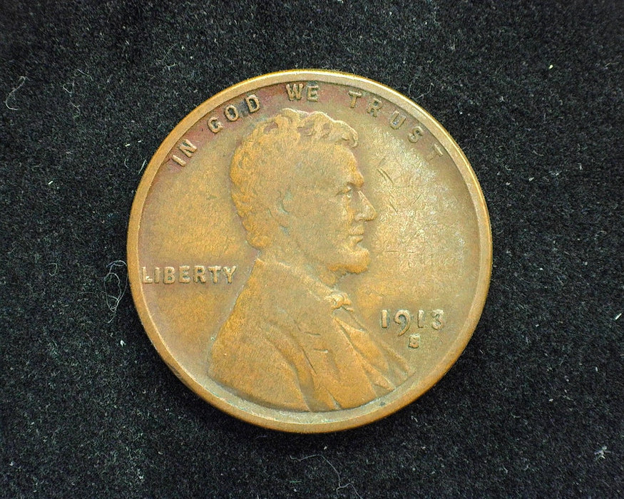 1913 S Lincoln Wheat Penny/Cent F - US Coin