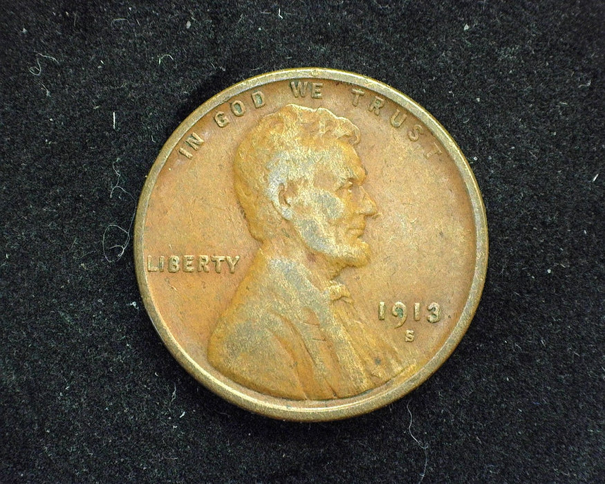 1913 S Lincoln Wheat Penny/Cent VG/F - US Coin