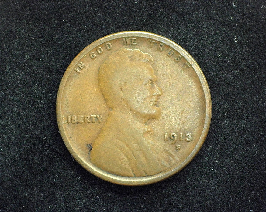 1913 S Lincoln Wheat Penny/Cent VG/F - US Coin
