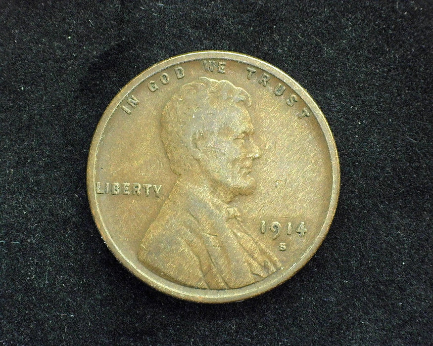 1914 S Lincoln Wheat Penny/Cent F - US Coin