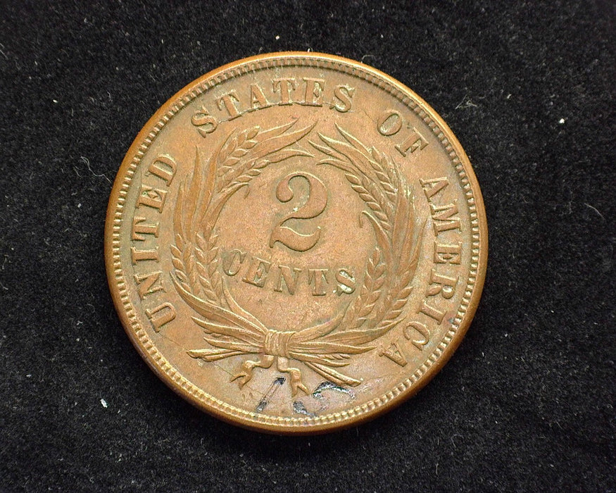 1871 Two Cent Piece Brown UNC Ink on back - US Coin