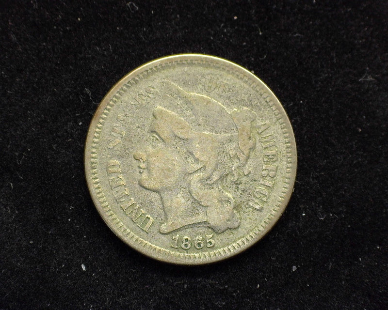 1865 Three Cent Nickel VG - US Coin