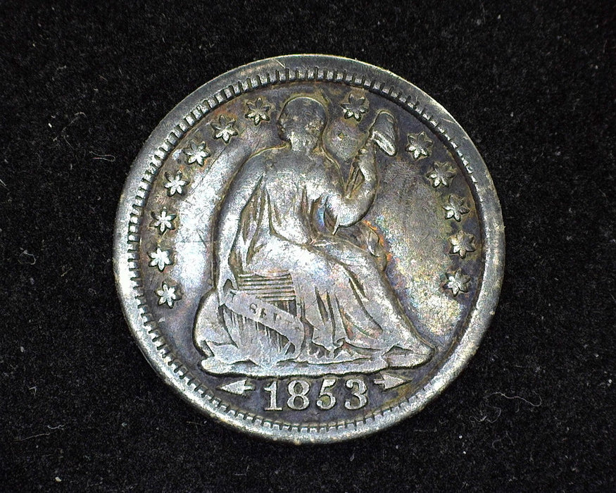 1853 Arrows Liberty Seated Half Dime F - US Coin