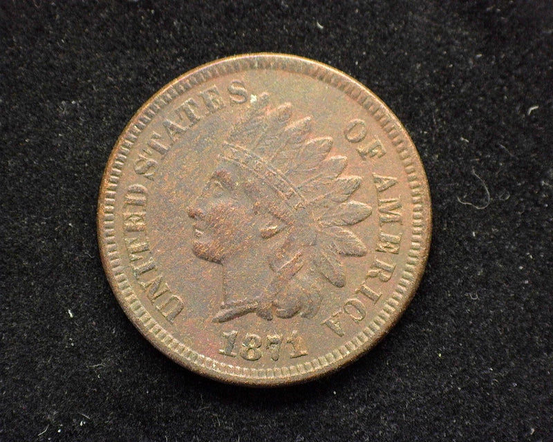 1871 Indian Head Penny/Cent VF Environmental corrosion. - US Coin