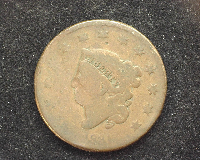 1831 Large Cent Coronet Damage. G - US Coin