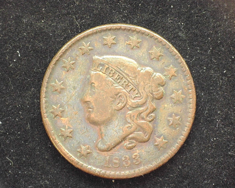 1833 Large Cent Coronet VG - US Coin