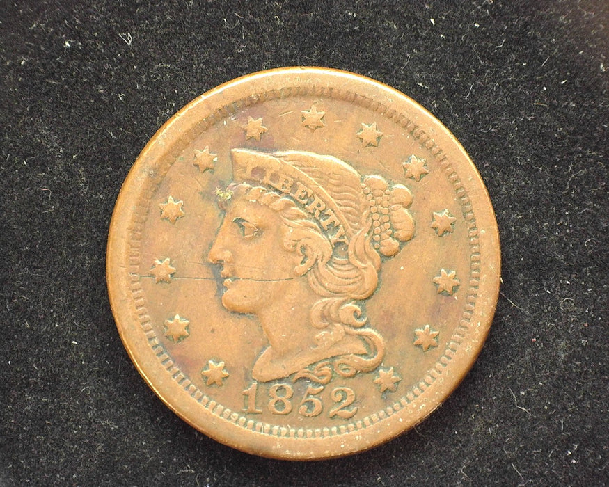 1852 Large Cent Coronet Faint scratch. VF/XF - US Coin