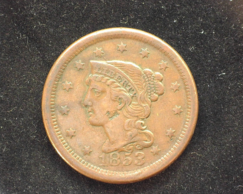 1853 Large Cent Coronet Small hit in cheek. XF - US Coin