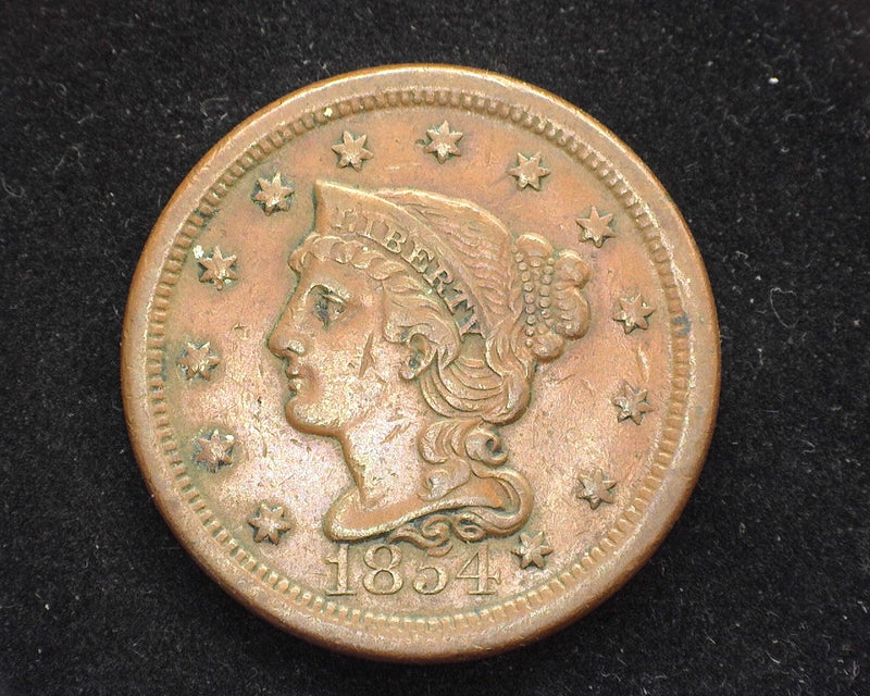 1854 Large Cent Coronet XF - US Coin
