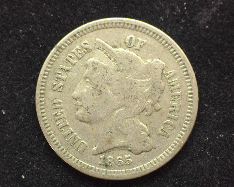 1865 Three Cent Nickel VG - US Coin