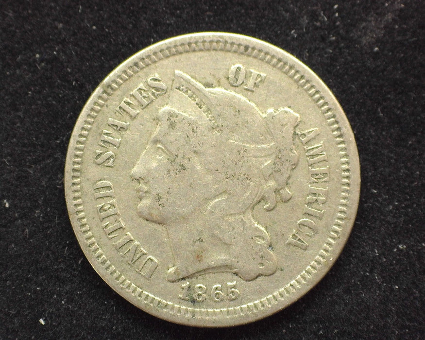 1865 Three Cent Nickel VG - US Coin