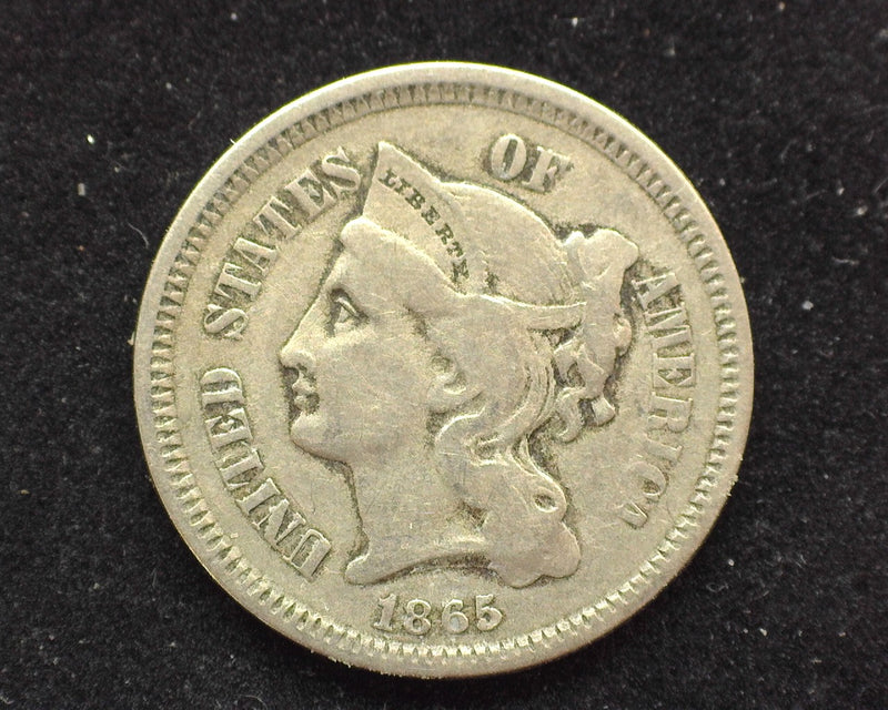 1865 Three Cent Nickel VG - US Coin