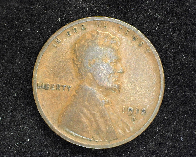 1912 D Lincoln Wheat Penny/Cent F - US Coin