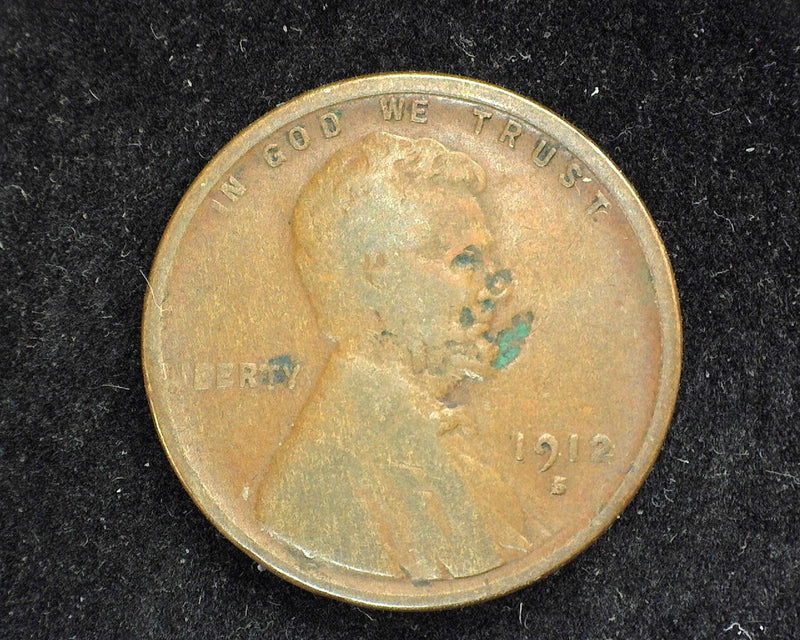 1912 S Lincoln Wheat Penny/Cent VG Gouge - US Coin