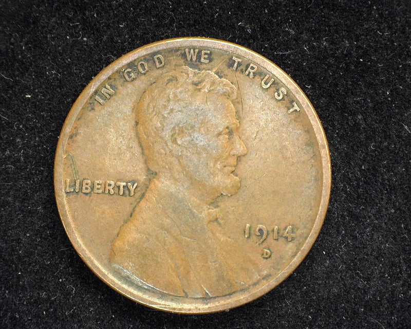 1914 D Lincoln Wheat Penny/Cent F - US Coin