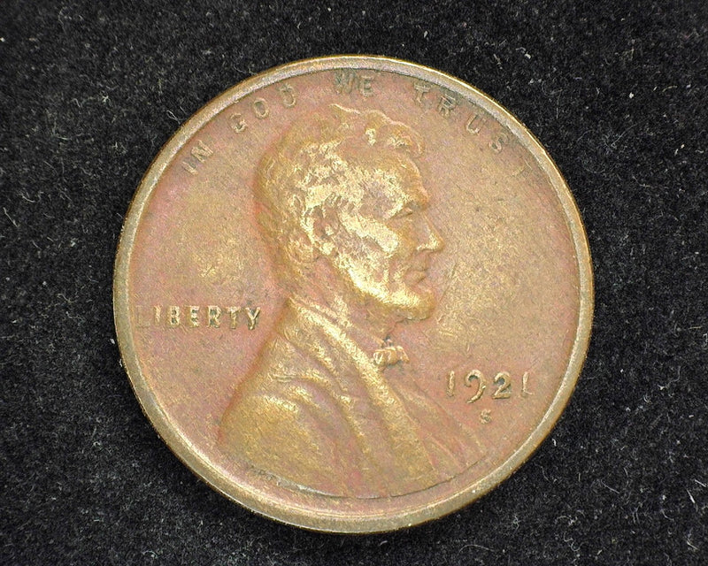 1921 S Lincoln Wheat Penny/Cent VF - US Coin