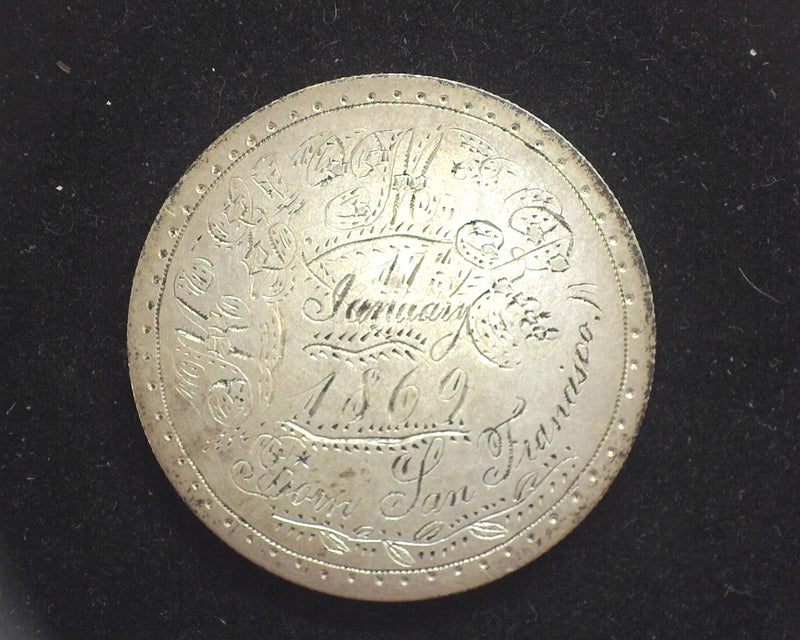 Trade Dollar No date AU Shaved and beautifully engraved with birth date & year. A great addition to a specialized collection. - US Coin