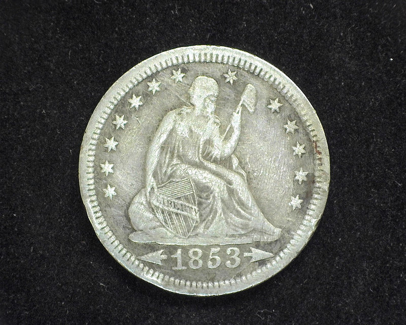 1853 Arrows and Rays Liberty Seated Quarter F Slight abrasions. - US Coin