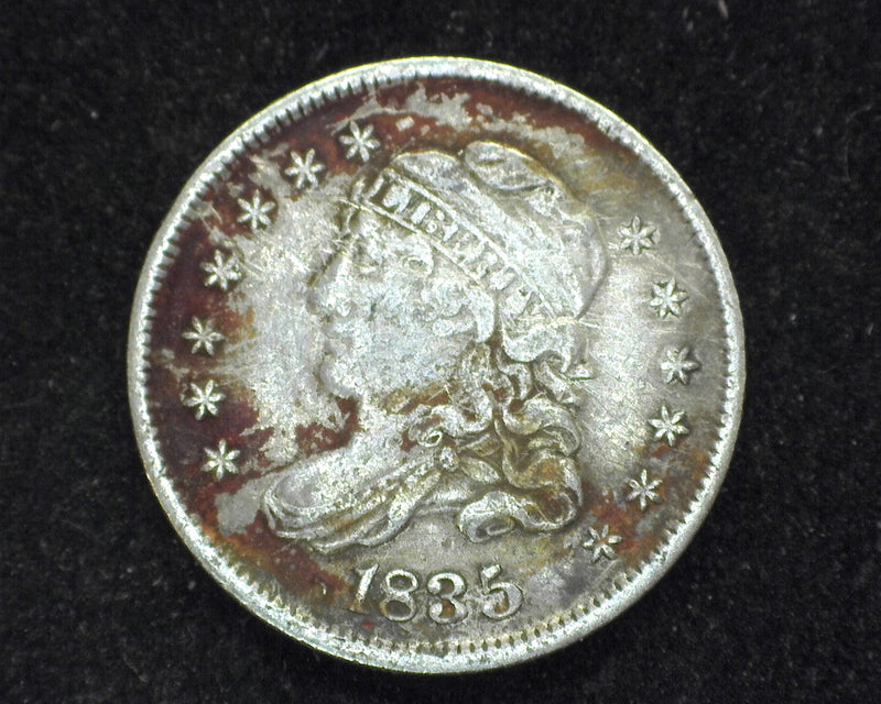 1835 Capped Bust Half Dime F Rust stains. - US Coin