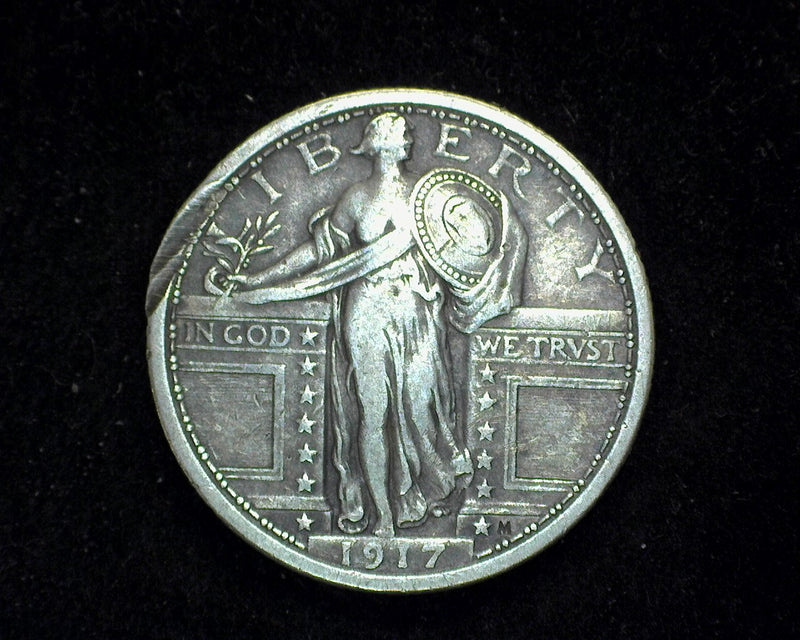 1917 Type 1 Standing Liberty Quarter F/VF Rim damage. - US Coin