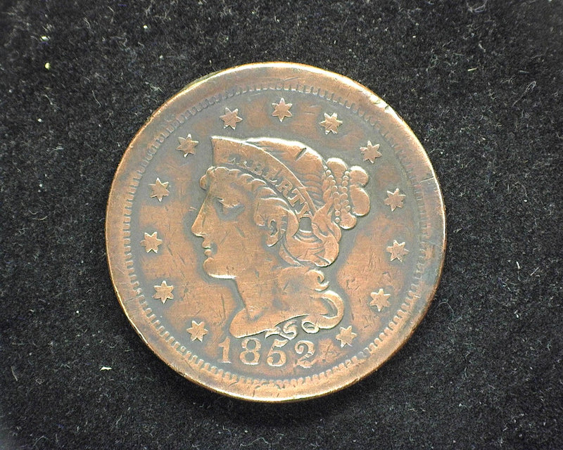 1852 Braided Hair Large Cent F Cleaned. - US Coin