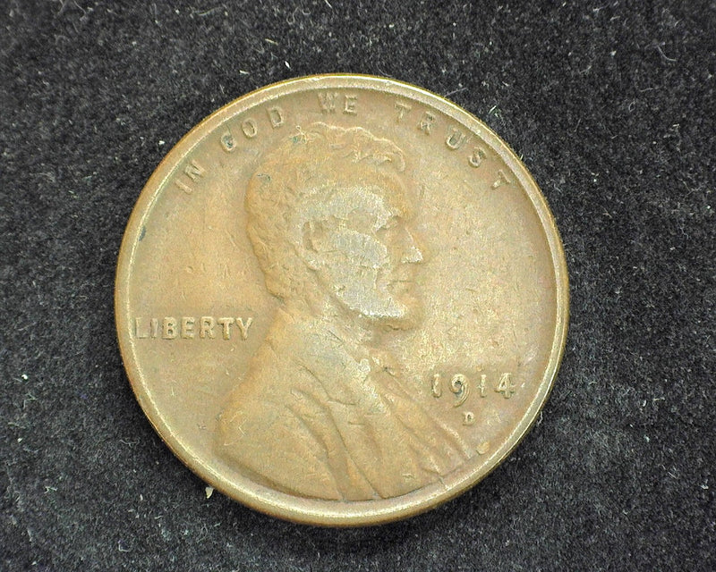 1914 D Lincoln Wheat Penny/Cent F - US Coin