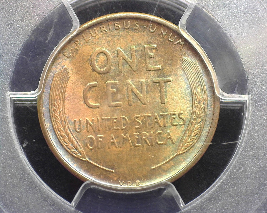 1909 S VDB Lincoln Wheat Cent PCGS MS64BN Iridescence Red & Blue luster front an back. Great looking CAC. - US Coin