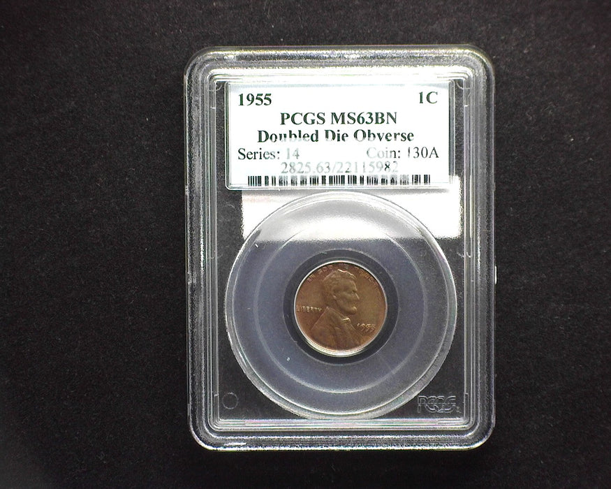 1955 Lincoln Wheat Cent PCGS MS63BN Doubled Die Obverse. Nice lustrous coin.  - US Coin